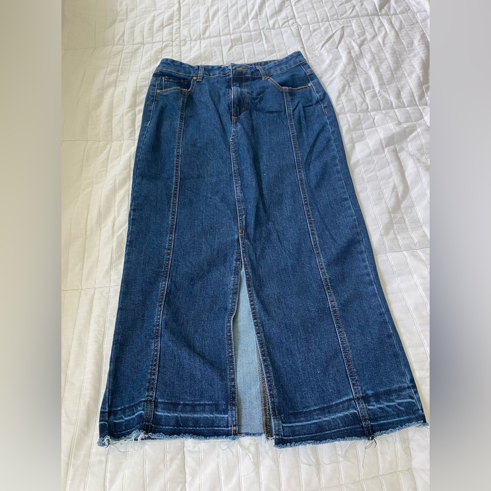 Rachel Zoe Blue Denim Maxi Skirt